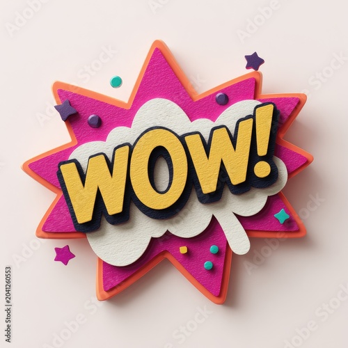 Explosion Comic Book Style WOW Word Art.