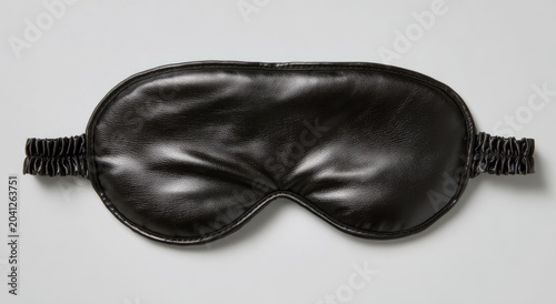 Black Leather Sleep Mask for Restful Sleep and Travel Comfort.