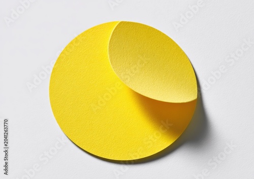 Abstract Yellow Circle with Curled Edge and Shadow.