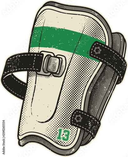 Photos Vintage soccer shin guard vector illustration, retro sports protective gear with