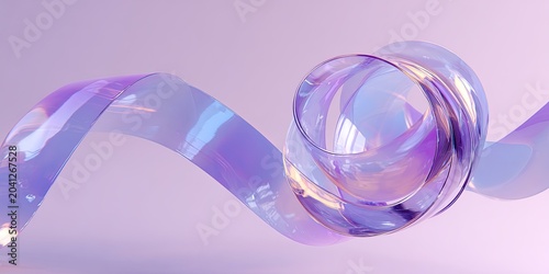 Abstract Swirl of Translucent Purple and Blue Glass on a Soft Background.
