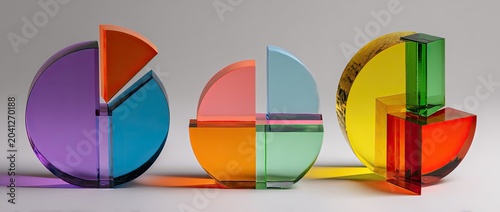 Colorful Pie Chart Pieces Representing Data and Analytics.