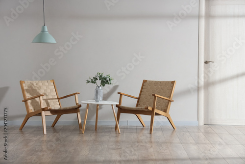 Interior of light room with...
