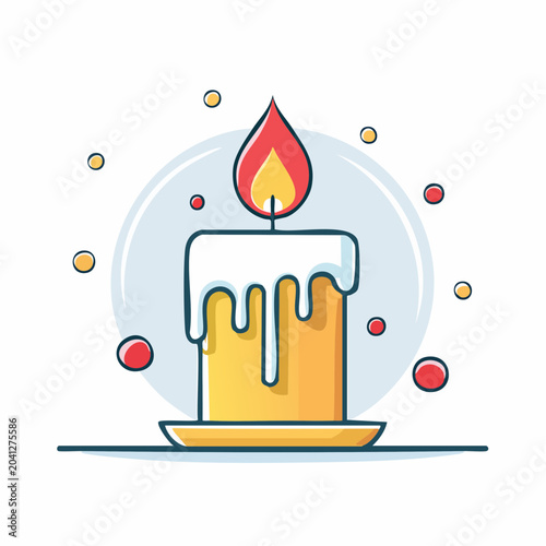 Stylized illustration of a burning candle with dripping wax