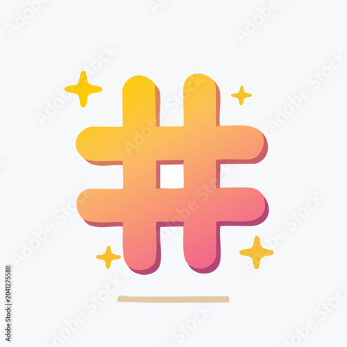 Stylized Hashtag Icon with Sparkles