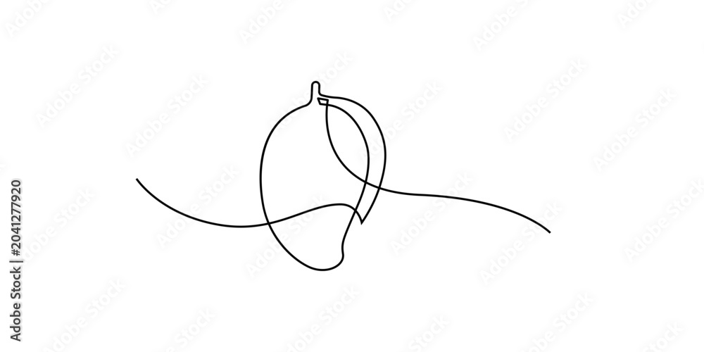 Obraz premium Mango fruit, minimalist continuous line drawing for tropical food and healthy eating concept