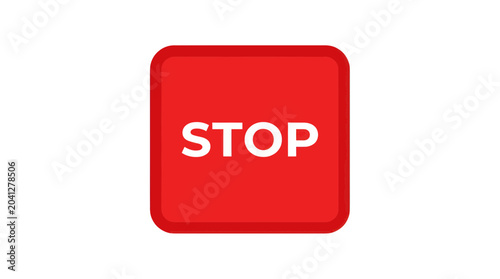 Obraz na płótnie Red Stop Sign Button Icon, Warning Symbol, Isolated on White Background