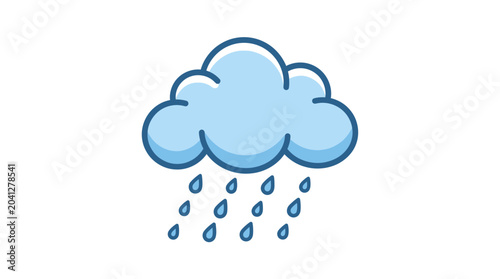Tablou pe pânză Cartoon Cloud with Rain Drops.