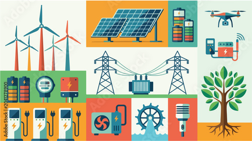 Renewable energy sources and modern technology collection