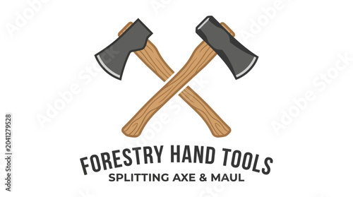Minimal flat illustration of crossed splitting axe and splitting maul