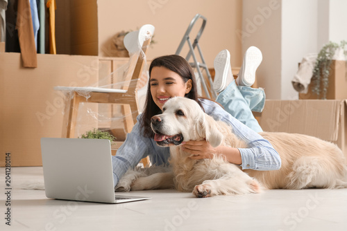 Young happy woman and cute ...