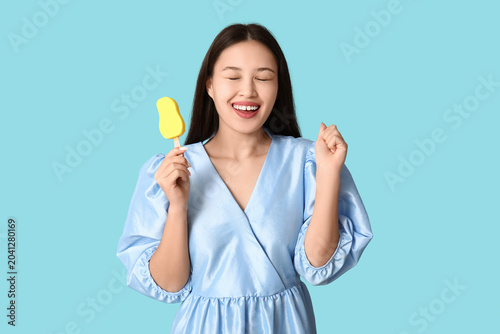 Beautiful happy Asian woman...