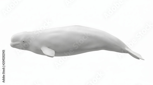 Graceful beluga whale, a distinctive white Arctic marine mammal, captured in a clean, isolated view, showcasing its unique features and gentle nature