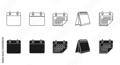 Tableau sur toile Collection of five distinct calendar icons, showcasing both outline and filled s