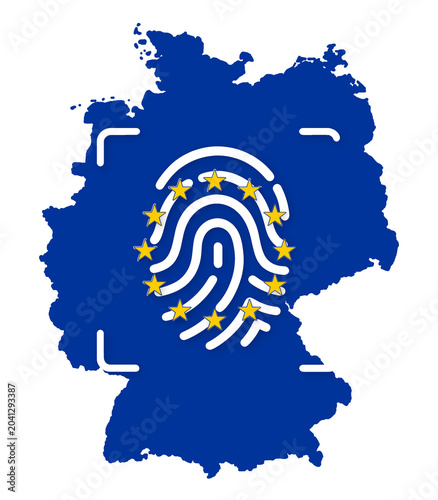 blue germany map with finge...