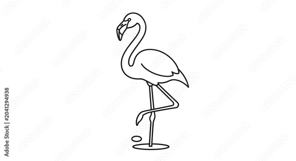 Naklejka premium Flamingo Standing on One Leg.