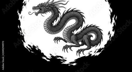 Konstfotografi Dragon mythical creature in moon.