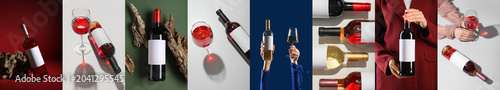 Collage of bottles of wine ...