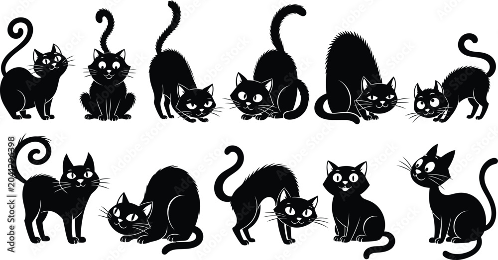 Obraz premium set of cats silhouettes