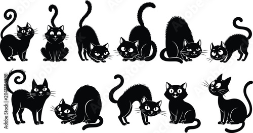 set of cats silhouettes
