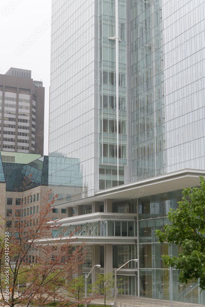 Naklejka premium The Ontario Court of Justice at 10 Armoury Street in Toronto, designed by Renzo Piano Building Workshop with NORR for Infrastructure Ontario in a contemporary high-tech modernist style, completed 2023