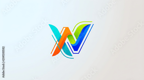 Modern colorful abstract letter w logo design on white background