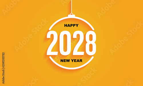 Modern Orange Happy New Year 2028 Background