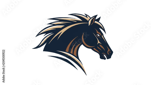 Fotografie Black Horse Head Logo Illustration Design.