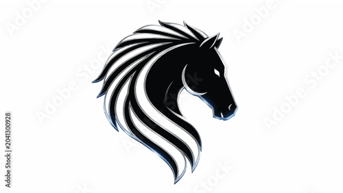 Foto Black Horse Head Silhouette Graphic Illustration 1.