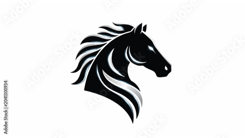 Konstfotografi Black Horse Head Silhouette Graphic Illustration.