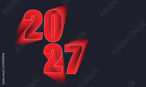 Neon Red 2027 Happy New Year Background