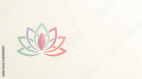 Minimalist lotus flower icon with pastel gradients on white