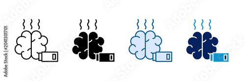 Canvastavla Mental Fatigue Icon Set Multiple Style Collection
