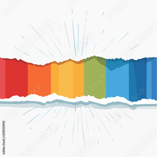 Torn Paper with Rainbow Colors and Burst Effect
