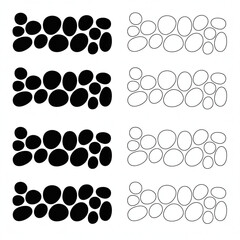 Black and white oval shapes, grouped in rows pattern