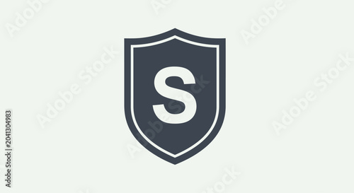 Photos Shield with letter S icon representing security and protection.
