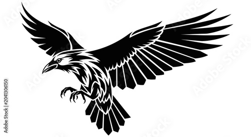 Fotografía Black eagle in flight descending sharply.