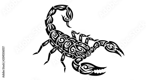 Foto Scorpion with tribal tattoo design elements.