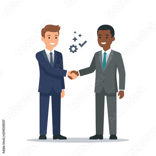 Fotografia Business partners handshake agreement in professional office setting with confid