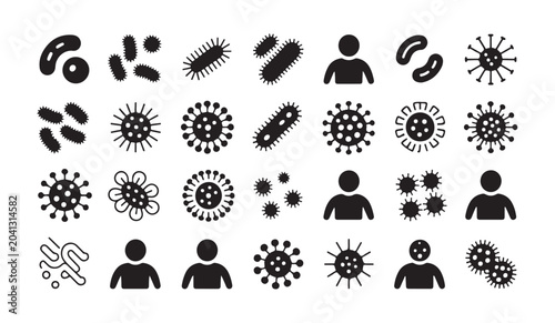 Quadro su tela Comprehensive icon set of human disease virus and bacterial infection study symbols set