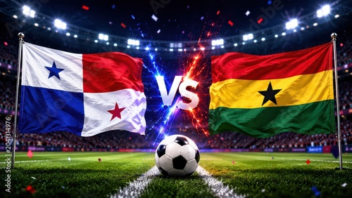 Panama vs ghana thrilling soccer match international stadium digital media competitive sports environment action shot global rivalry ,  2026
