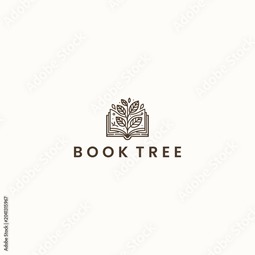 Book tree logo icon design template vector illustration