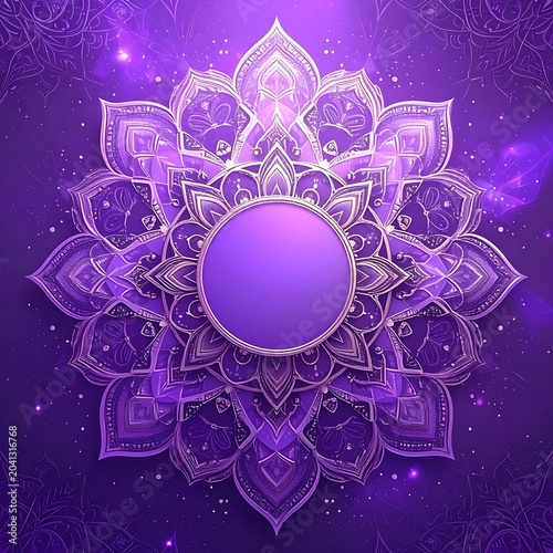 Purple Mandala Design with Glowing Effect.