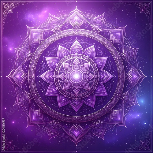 Purple Mandala Spirituality Geometric Pattern Design.