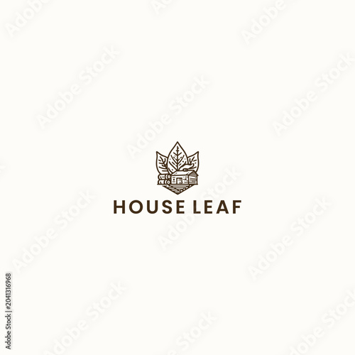 House leaf logo icon design template vector illustration