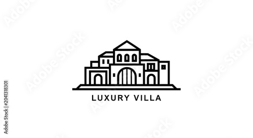 Elegant vector illustration of a luxury villa in minimalist style