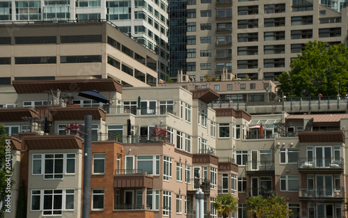 Dense Urban Housing Along Seattle Waterfront