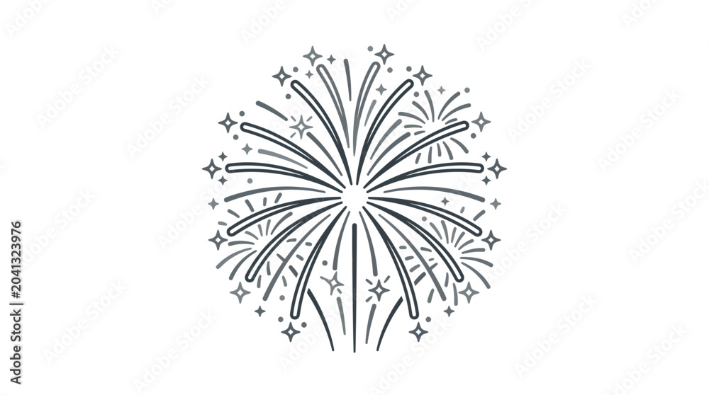 Obraz premium Symmetrical line art of a large firework starburst.