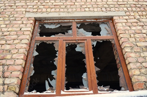 broken window in the building