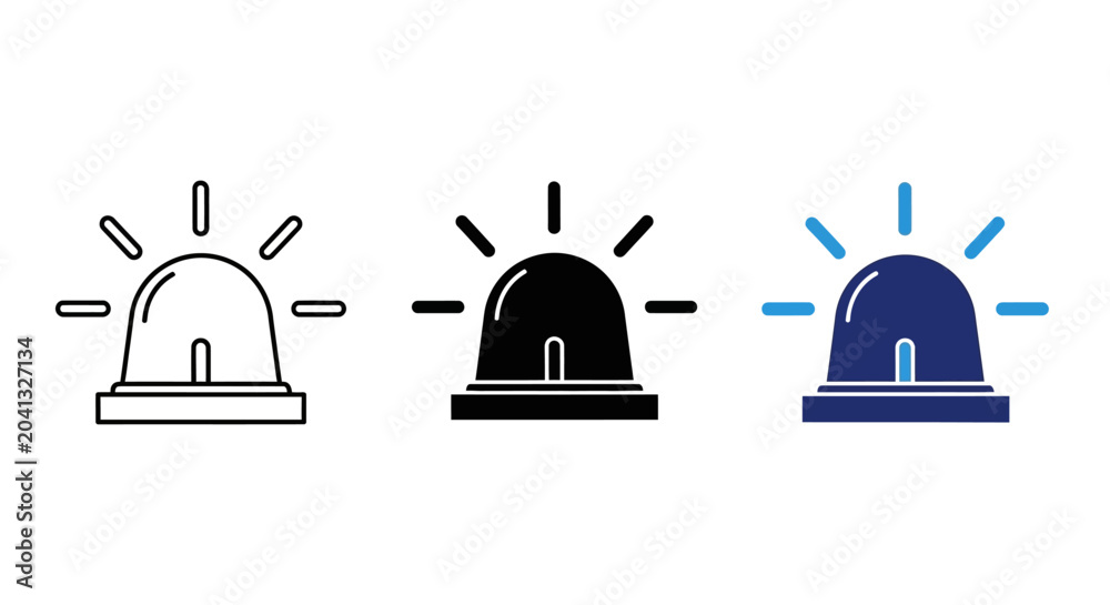 Fototapeta premium Police Siren, Emergency Light Icons, Warning Signals, Vector Graphics